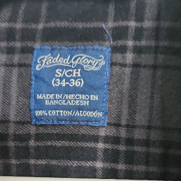 Faded Glory Men's Black and Gray Plaid Shirt - Picture 2 of 2